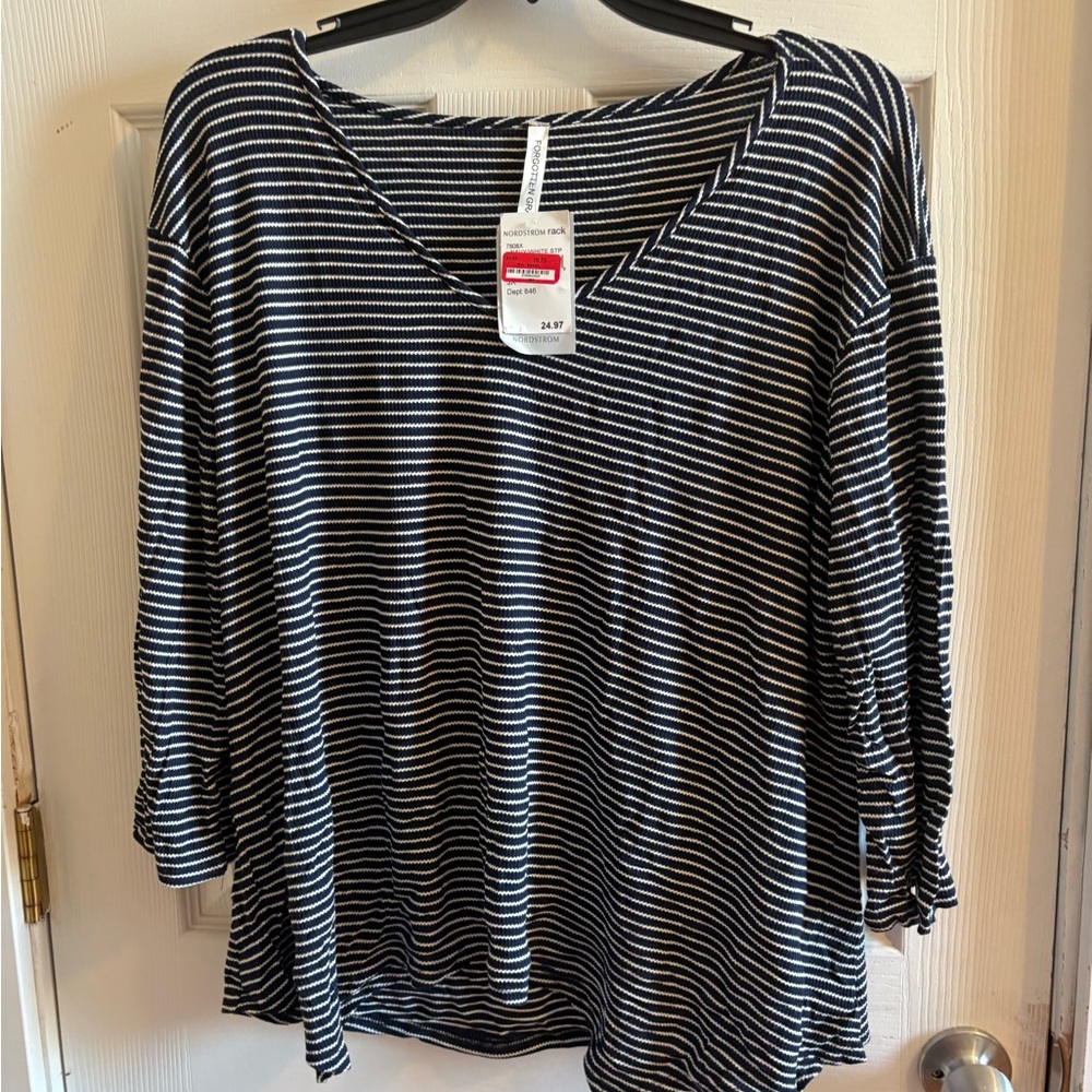 Nordstrom Black and White 3/4 Sleeve Boxy Blouse 3x
